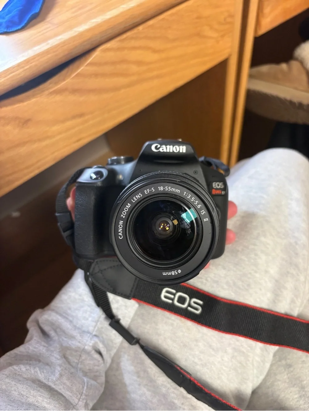 Canon DSLR Camera with Black Body and Black 18-55mm Lens